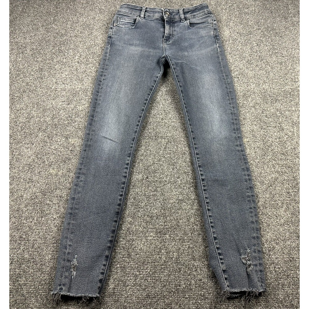Aero Women Skinny Jeans Gray Faded High Rise Distressed Raw Hem Size 000/000 R